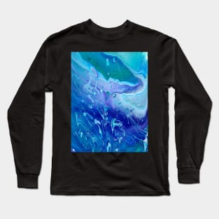 Rain - Cool Color Acrylic Pour Long Sleeve T-Shirt